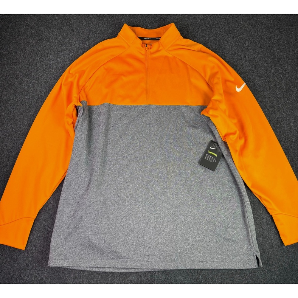 NEW Nike Golf Therma Quarter Zip Orange Grey Men's Size 2XL XXL NWT 854498 873